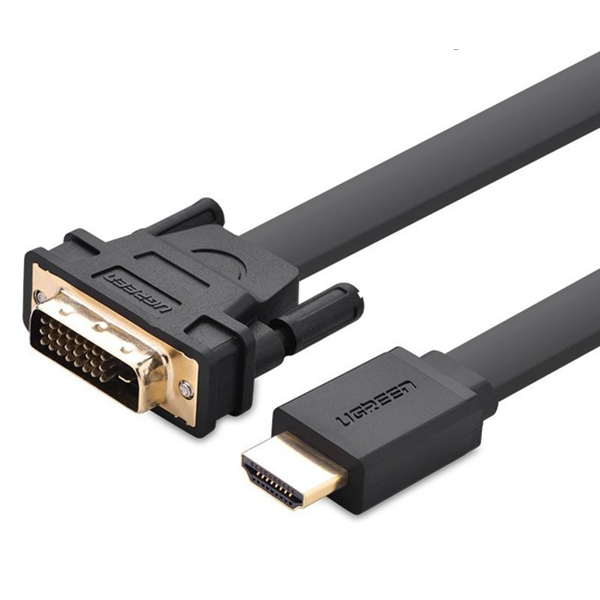 Dây cáp chuyển đổi HDMI sang DVI-D (24+1) dây dang dẹt dài 2M UGREEN HD106 30106 - Hàng chính hãng