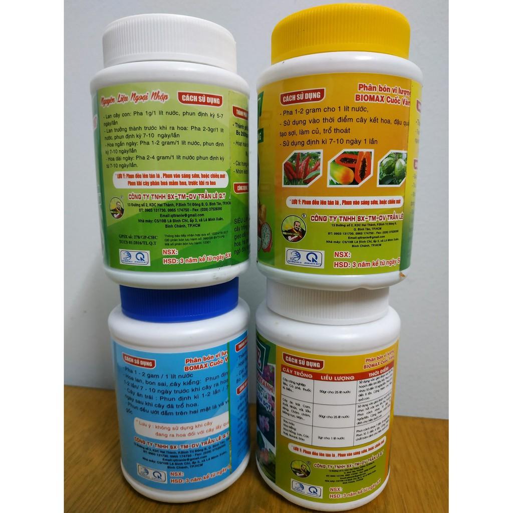 Bộ tứ sản phẩm dưỡng cây, kích hoa 100 gram/chai-BIOMAX