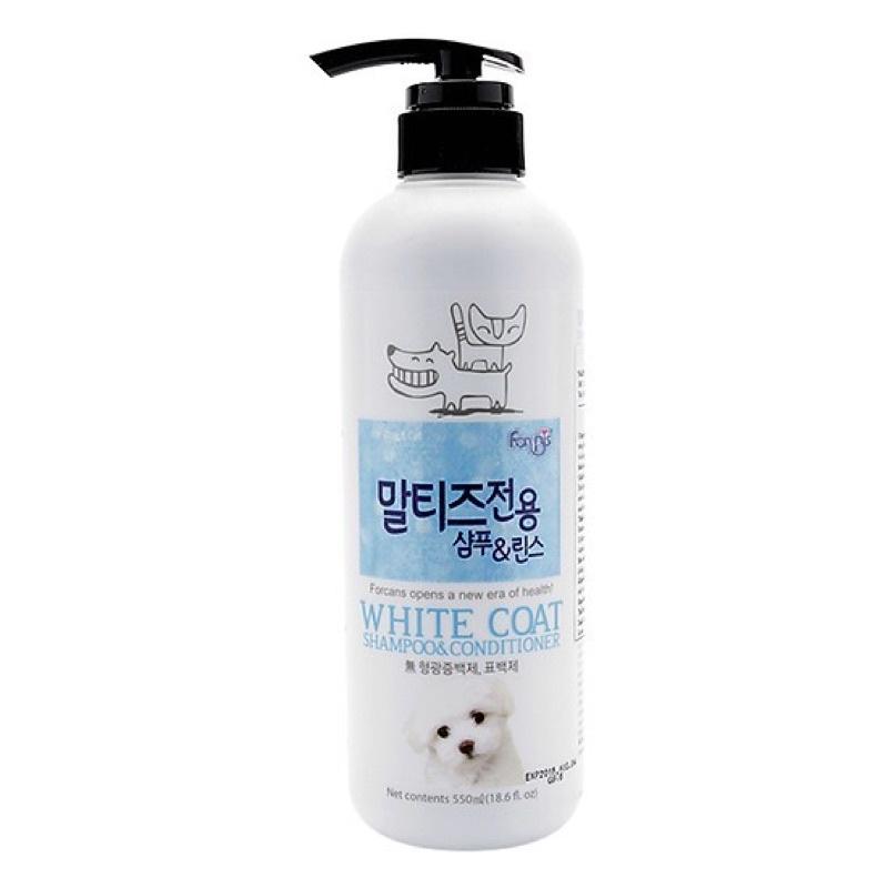 Sữa tắm cho chó lông trắng - ForCans White Coat Forbis 550ml - Dầu gội và xả dành cho chó lông trắng.