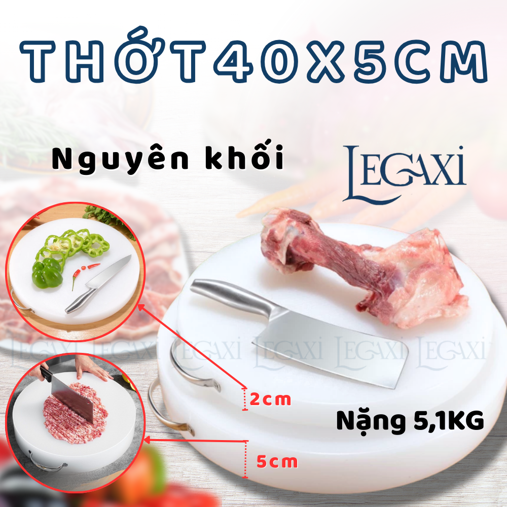 Thớt Nhựa 40x5cm Có Quai Xách, Nhựa PE Nguyên Khối Kháng Khuẩn Cắt Thịt Rau Củ Cho Gia Đình Nhà Hàng