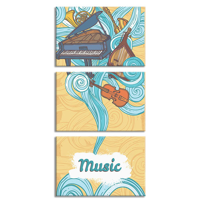 Bộ 3 Tranh Canvas "I Love Music" - W170