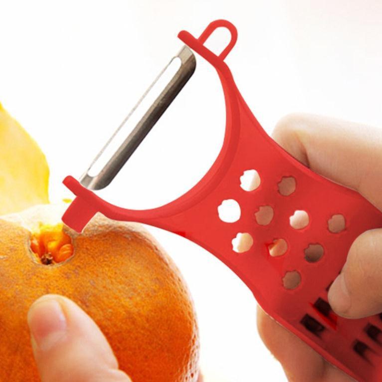 Dụng cụ bào sợi rau củ, nạo rau củ đa năng cắt, tỉa, gọt vỏ trái cây có lỗ treo bằng nhựa cao cấp màu trắng đỏ