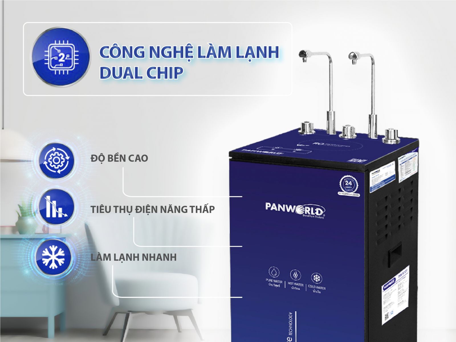 Máy lọc nước nóng lạnh nguội Panworld PW-9101 - Hàng chính hãng