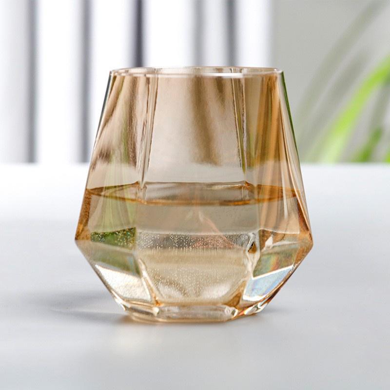 Bộ Bình thủy tinh chịu nhiệt mẫu kim cương tuyệt đẹp và 6 cốc siêu dầy cường lực Màu Vàng sang trọng