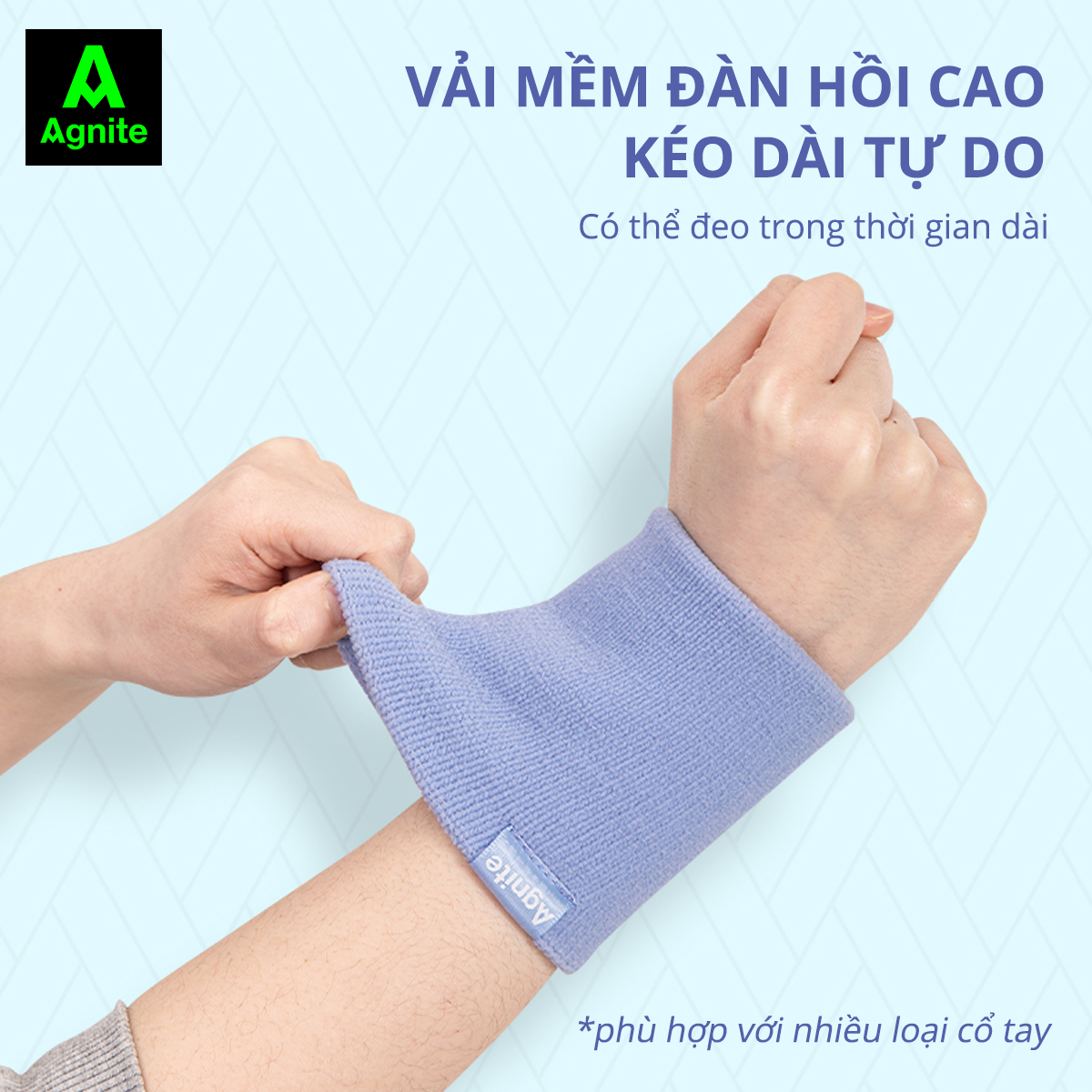 Cặp 2 băng đeo cổ tay thể thao AGNITE, chất liệu cotton thấm hút mồ hôi, phù hợp nhiều bộ môn thể thao - FL102