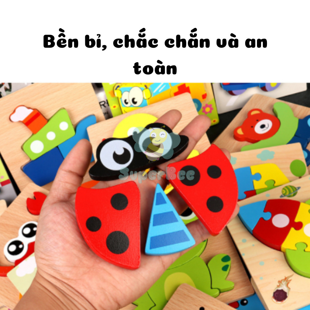 Combo 3 Món Đồ Chơi Gỗ Ghép Hình Con Vật, Ghép Chữ Và Xếp Hình Tangram Cho Bé Sáng Tạo