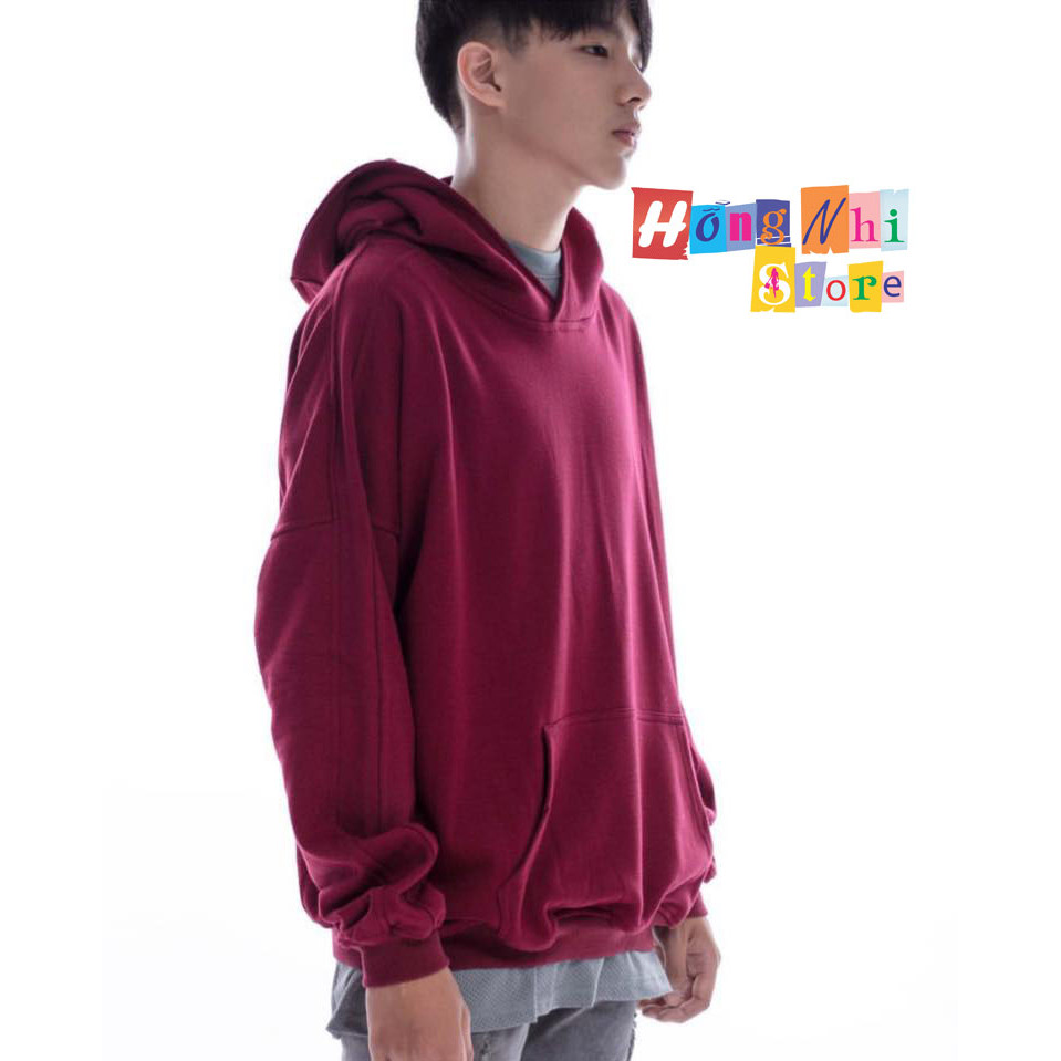 Áo Hoodie Trơn Màu Đỏ Đơn Cao Cấp Dáng Rộng Unisex Nam Nữ Mặc Được - MM