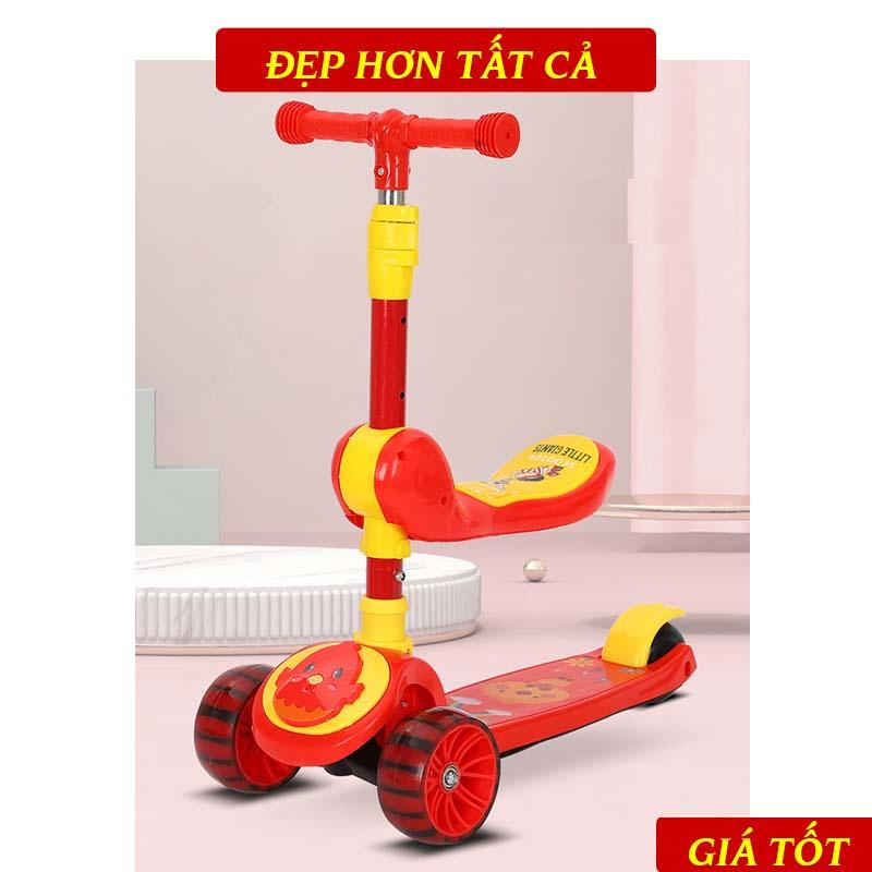 Xe Trượt Scooter Cho Trẻ Từ 3 Tuổi Trở Lên Kiêm Chòi Chân Có Nhạc, Có Đèn Led Phát Sáng, Chịu Lực Tốt, Siêu Đẹp