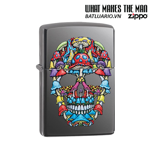 Bật Lửa Zippo 49135 – Zippo Mushroom Skull Design Black Ice