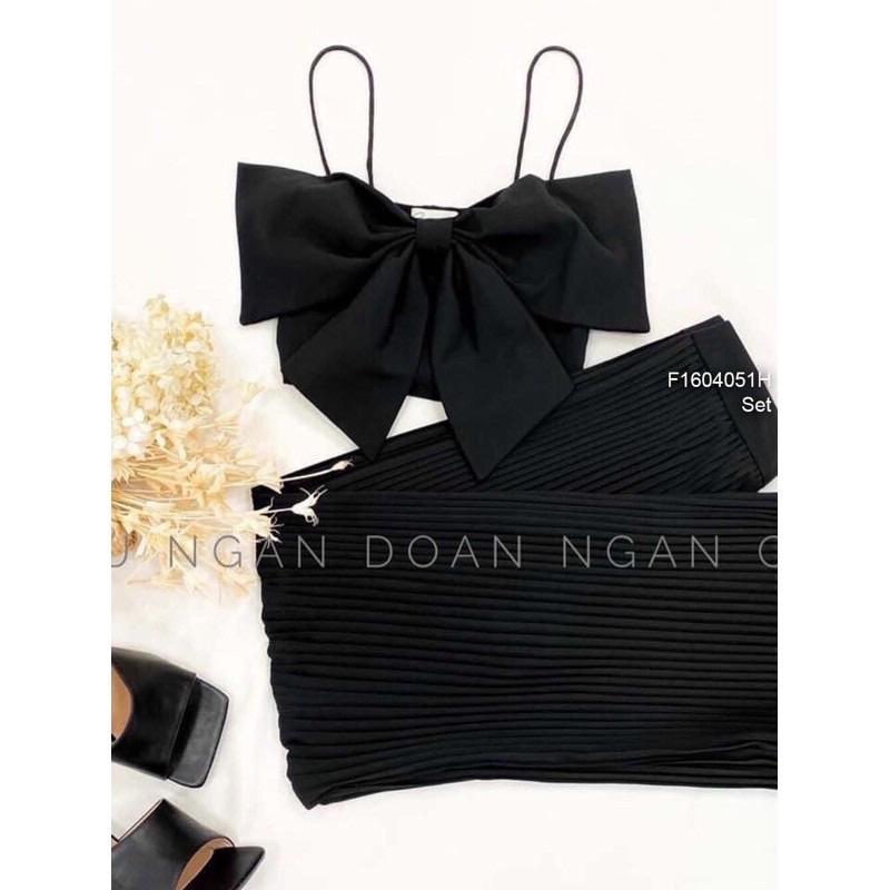 Set Áo 2 Dây Nơ Ngực, Quần Dập Ly Dài