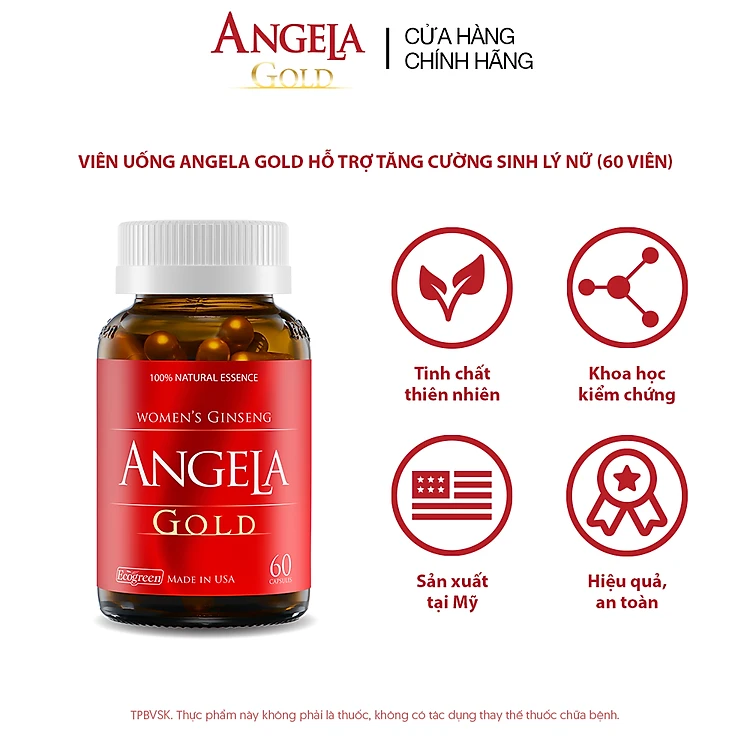 Combo 2 hộp 60 viên ANGELA GOLD tăng cường sinh lý nữ tặng 1 hộp 15 viên không chứa thành phần mầm đậu nành