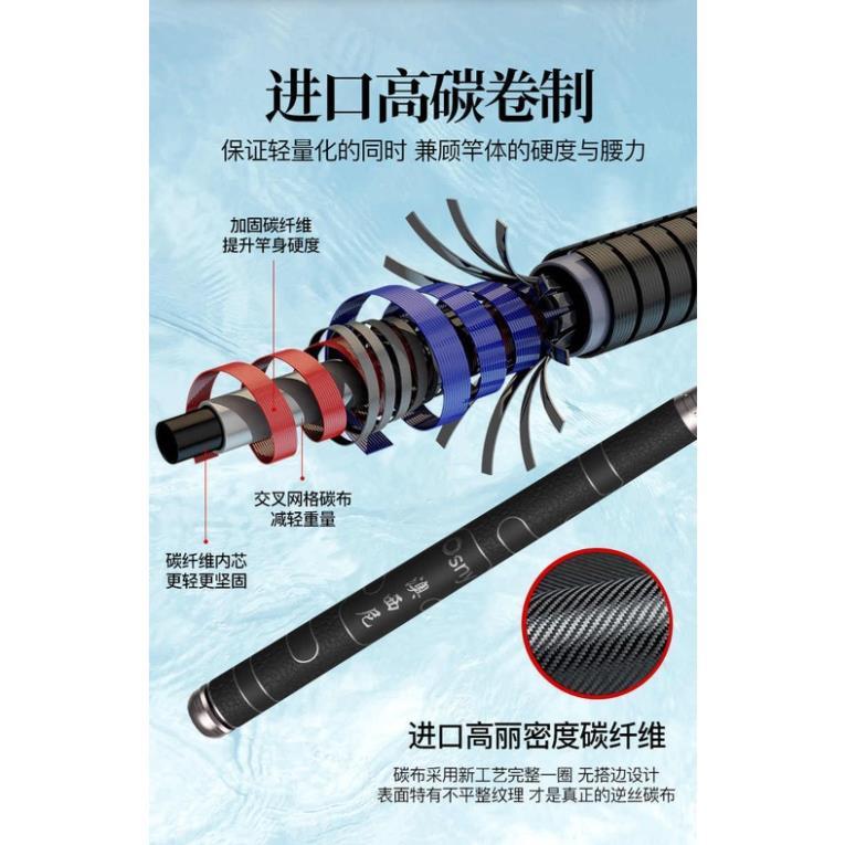 Cần câu tay Hắc Vân Phong 6H carbon cao cấp,cần câu đơn câu đài hàng chất lượng GIÁ RẺ