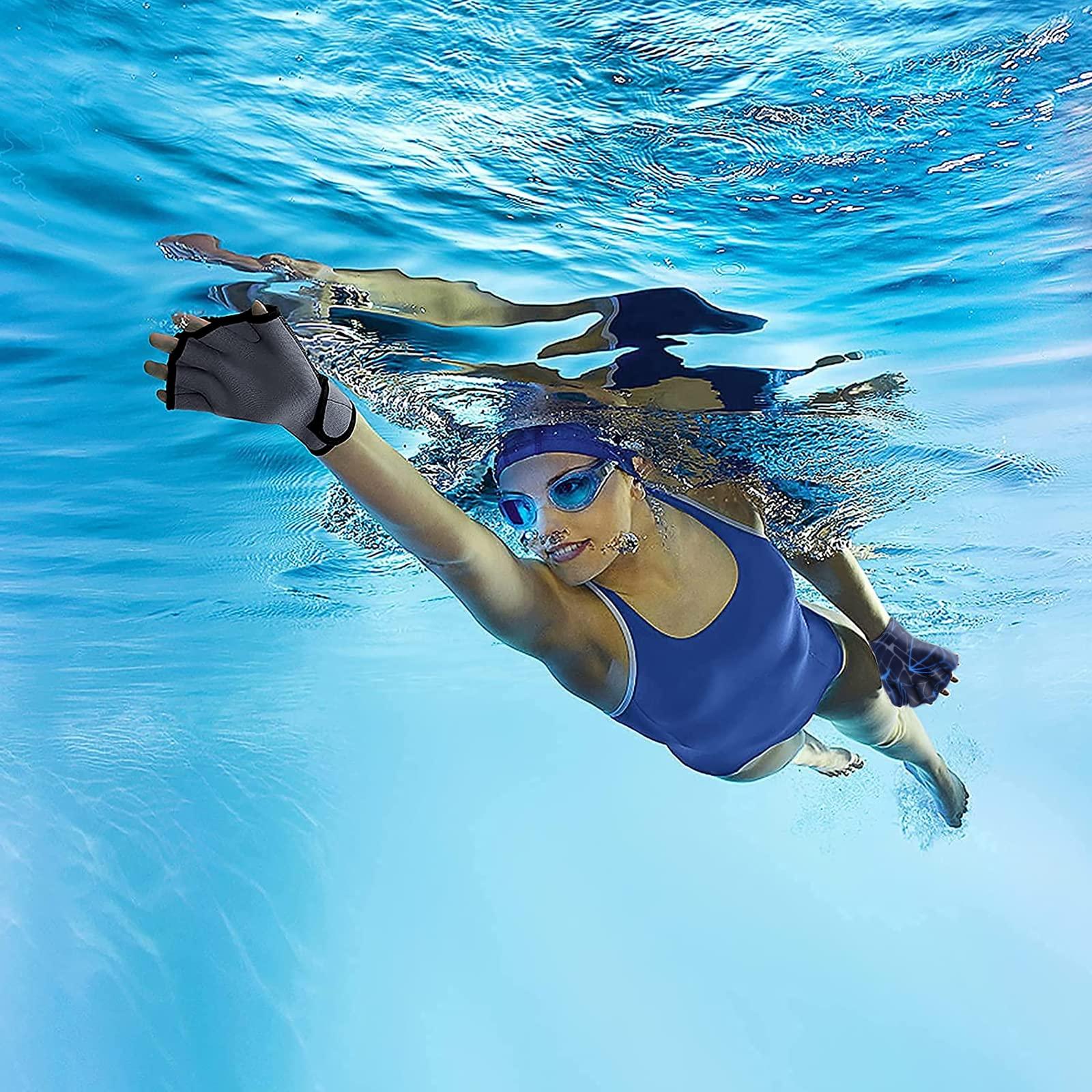 Găng tay dưới nước 1 Cặp găng tay bơi Bơi Fast Fins Đào tạo Nước Khả năng Kháng nước Điều chỉnh Găng tay Lặn Thiết bị lướt web Thể thao Vây cho người lớn