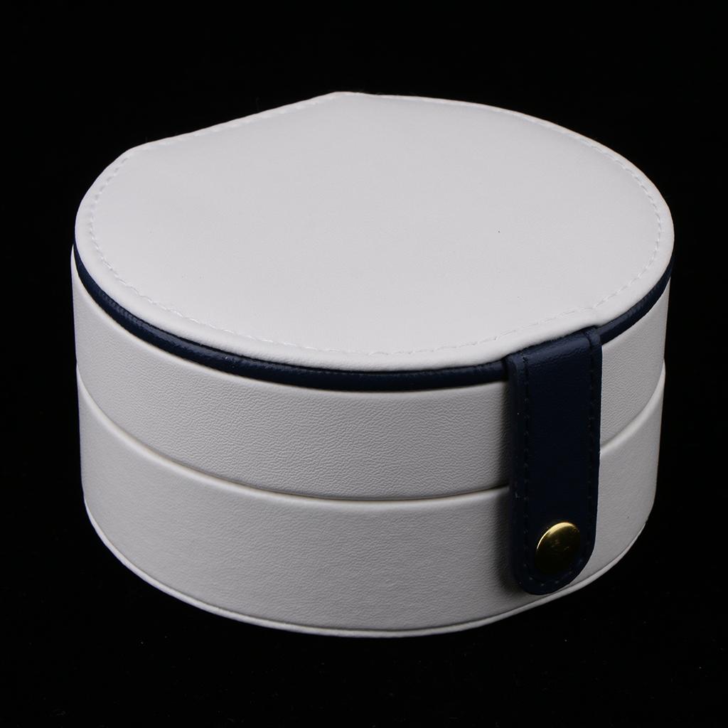 Two Layers PU Leather Portable Jewelry Storage Display Earrings Studs Ring Case Box