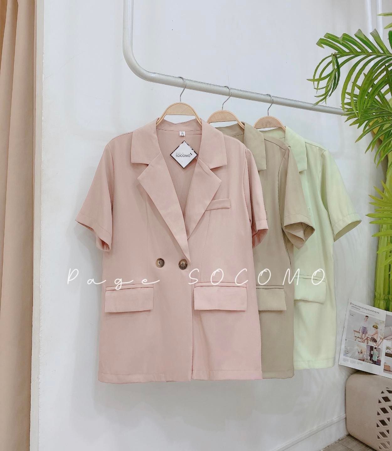 Áo Vest nữ thiết kế dáng suông cộc tay chất chéo Socomo A402022