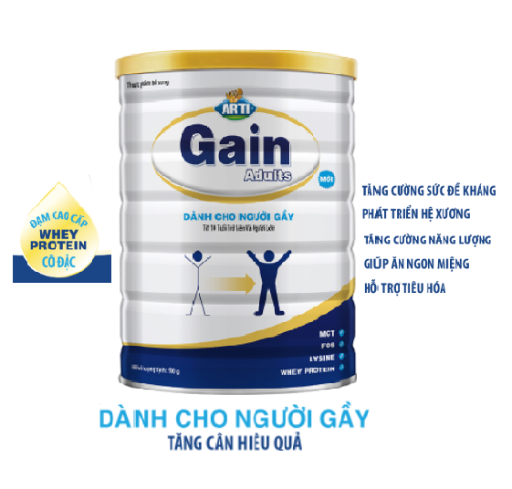 Sữa bột Sữa Arti Gain Adults (900g) dinh dưỡng cho người gầy,chơi thể thao, lao động nặng, suy nhược (10 tuổi trở lên)-Tặng khăn mềm mịn