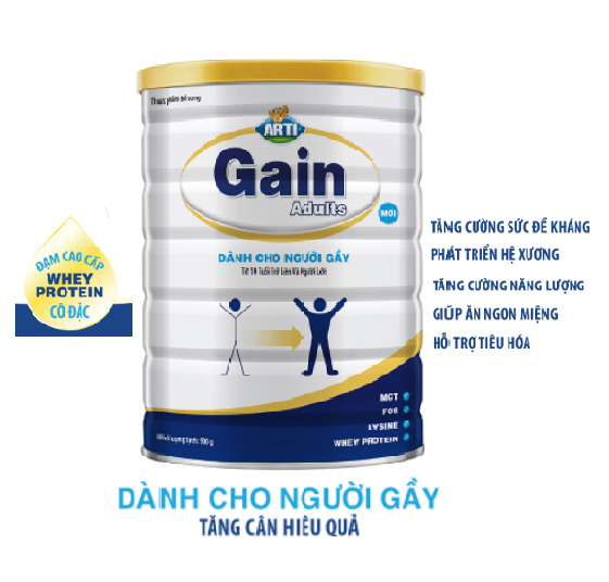 Combo 02 hộp sữa ARTI GAIN ADULTS 900g-dinh dưỡng giành cho người gầy, chơi thể thao, lao động nặng, suy nhược