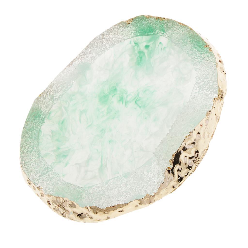 8x Imitation Agate Nail Art Palette Drink Coaster Cup Mat Decors Green