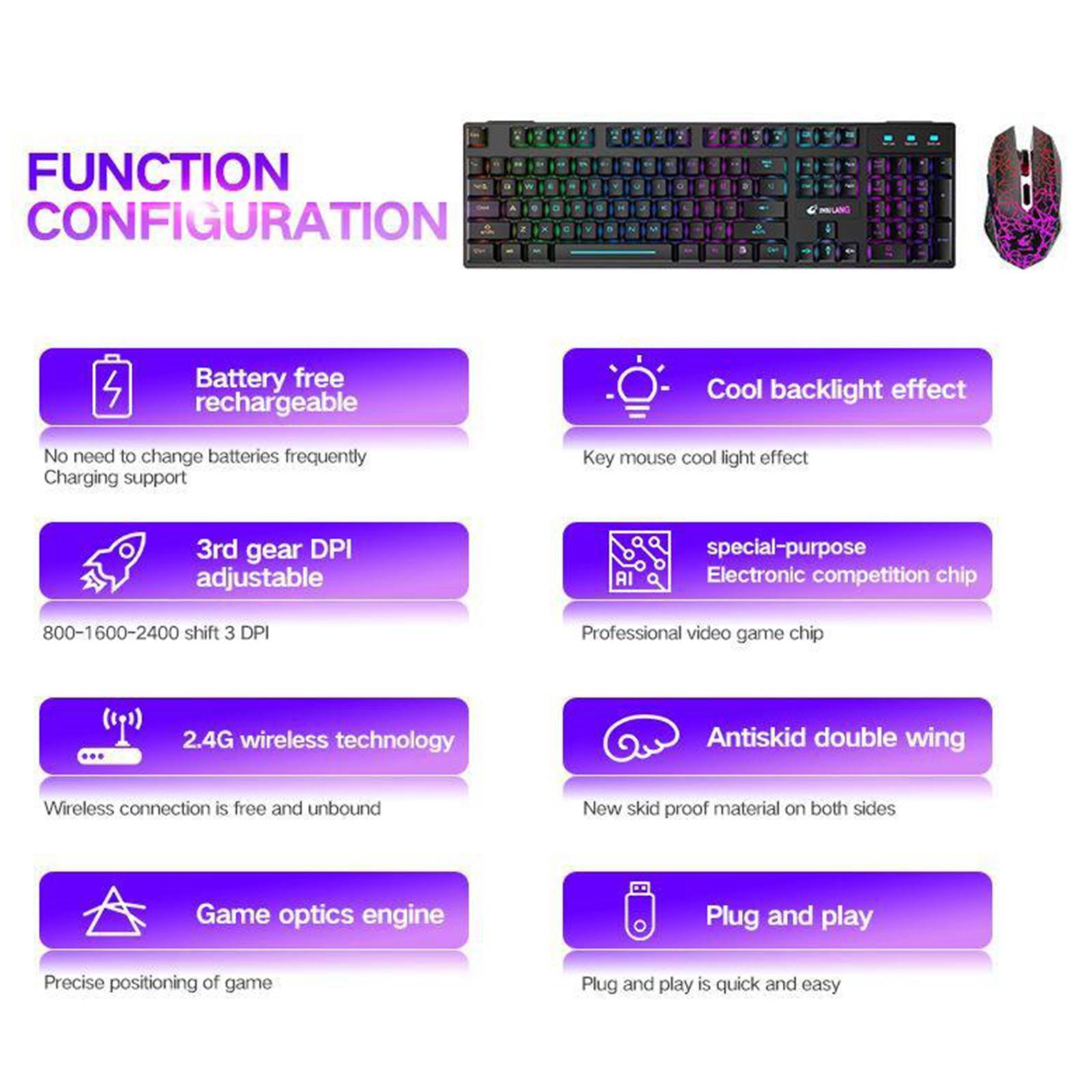 Wireless Keyboard & Mouse Set for Windows 10 PC with 2400dpi Sensor Black