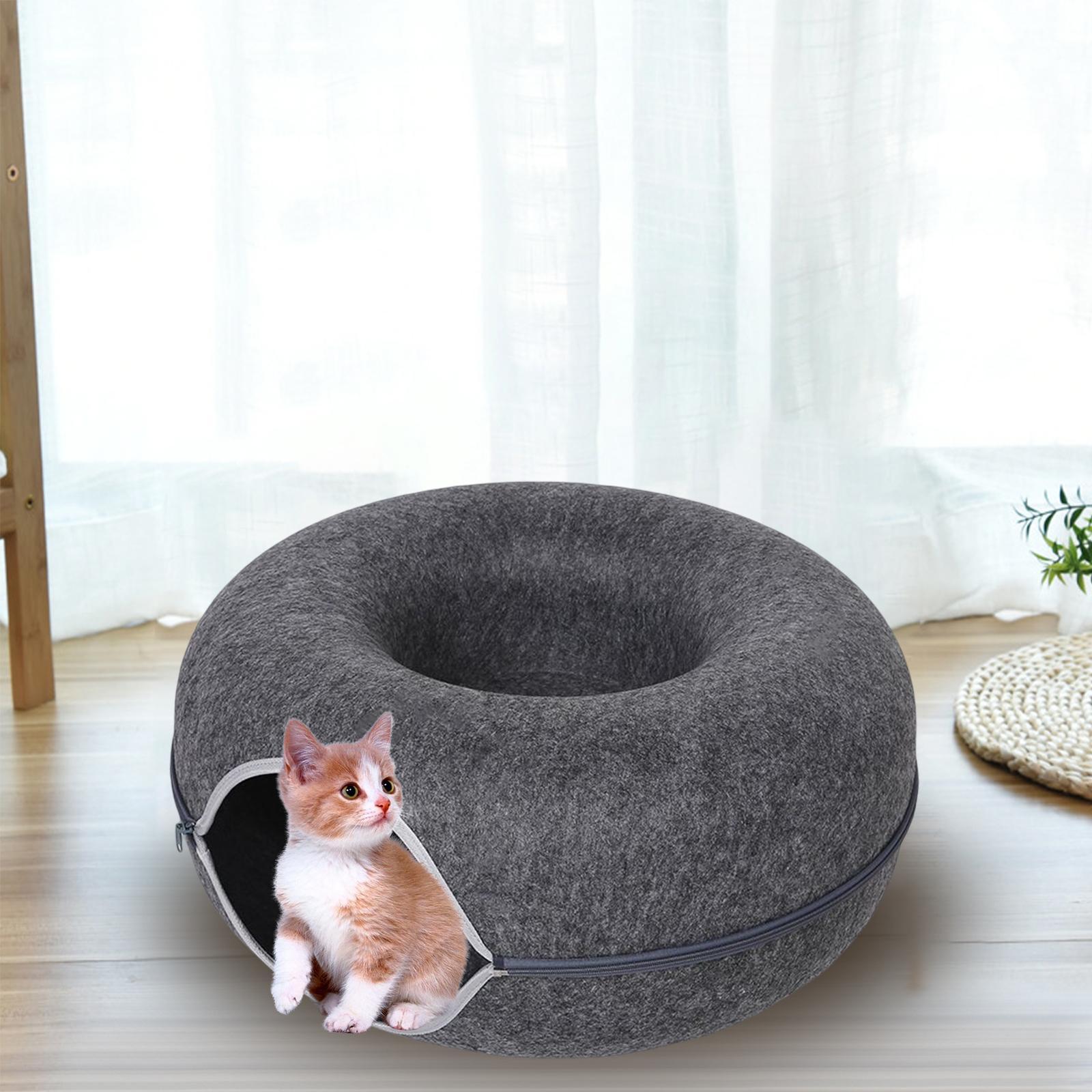 Felt  Scratch Resistant Summer Breathable Tunnel Bed Dark grey