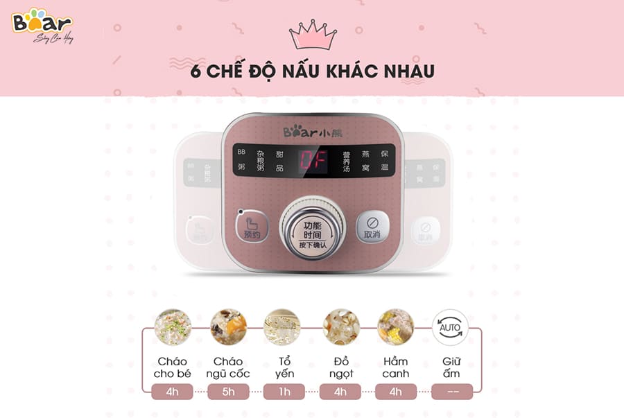 Nồi Chưng Yến, Nấu Cháo Chậm, Nồi Tiềm Thuốc Bắc BEAR DDG-D10B1S Dung Tích 1 Lít Công Suất 100 W - Hàng Chính Hãng