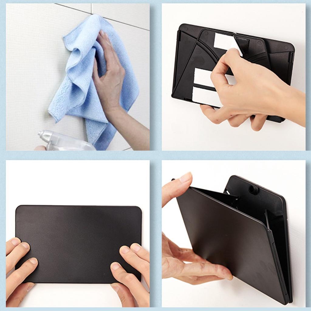 【ky】Mobile Phone Storage Box Wall Mounted Punch-free ABS Easy to Install Foldable Gadget Storage Shelf for Home Bathroom Toilet