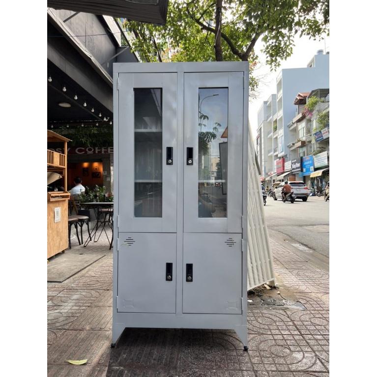 Tủ hồ sơ 4 cánh kính mở sơn tĩnh điện 02