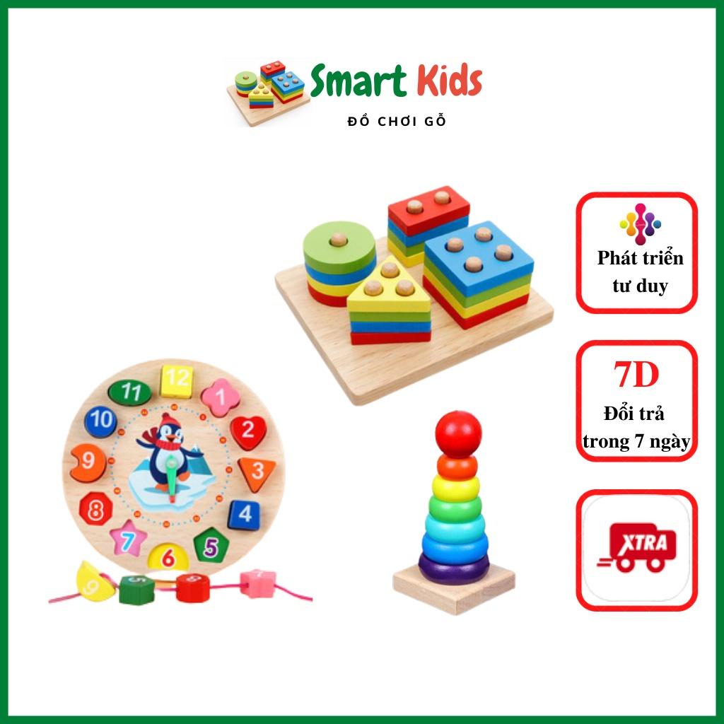 Đồ chơi cho bé gái bé trai giáo dục phát triển trí tuệ, combo bộ 6 món từ 1-4 tuôi Smart-Kids