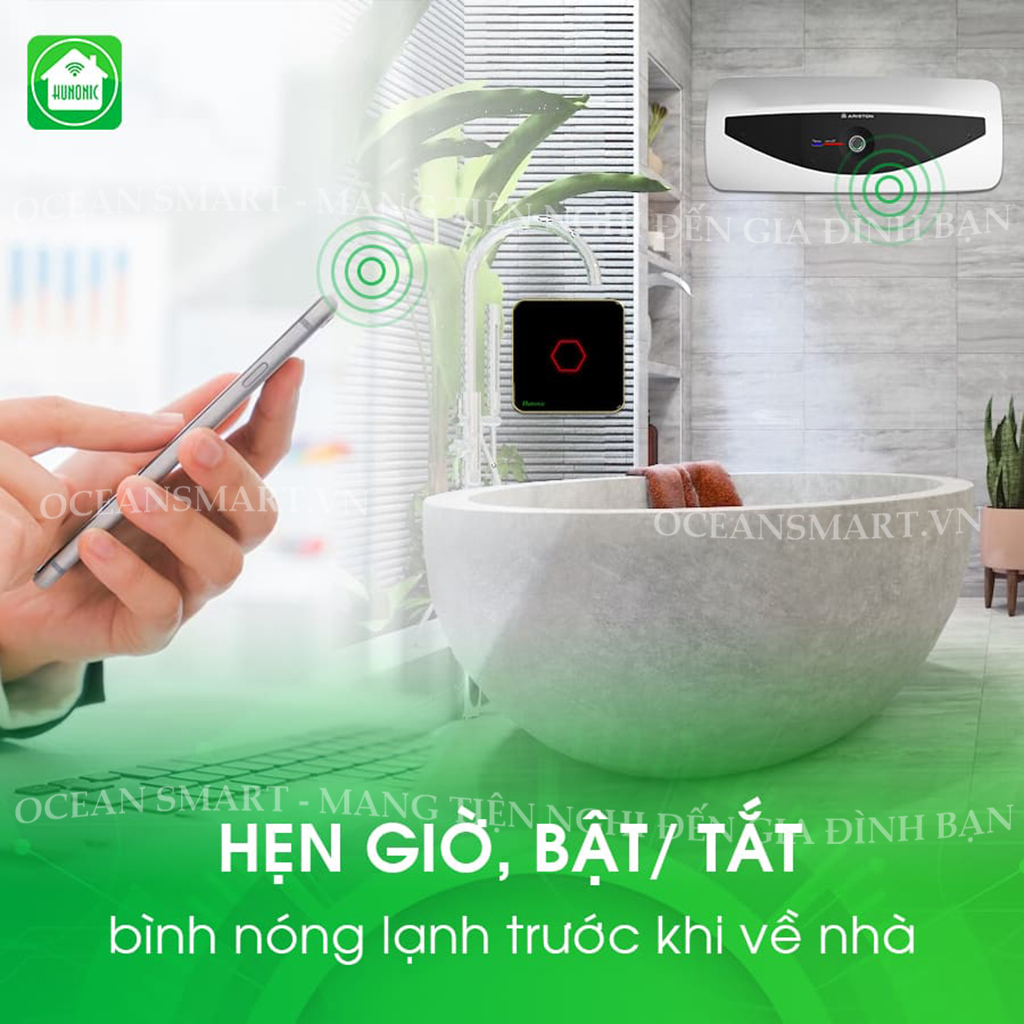 Công Tắc Thông Minh Wifi Hunonic, Công Tắc Điều Khiển Từ Xa Qua Điện Thoại Hình Vuông - HNSV