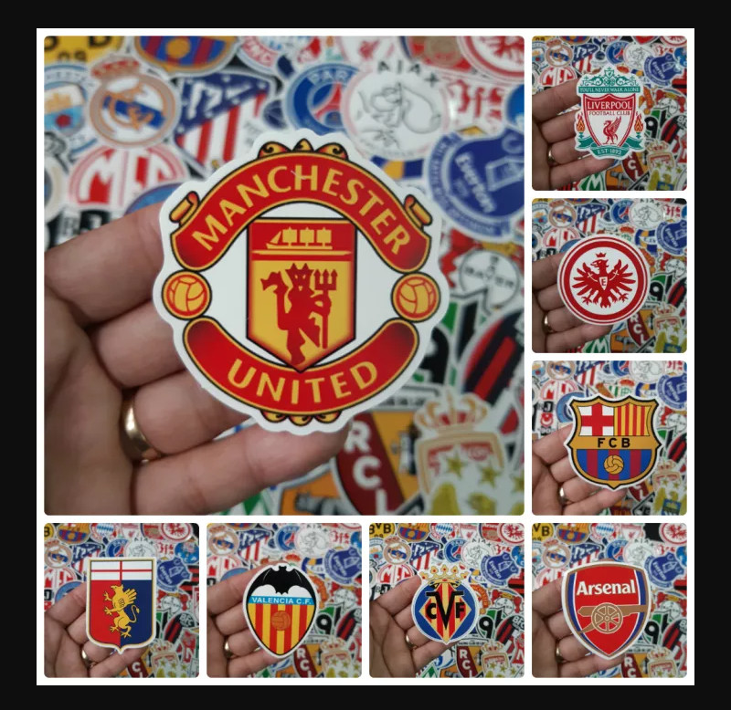 Set 30 Sticker logo CLB bóng đá có ép lụa