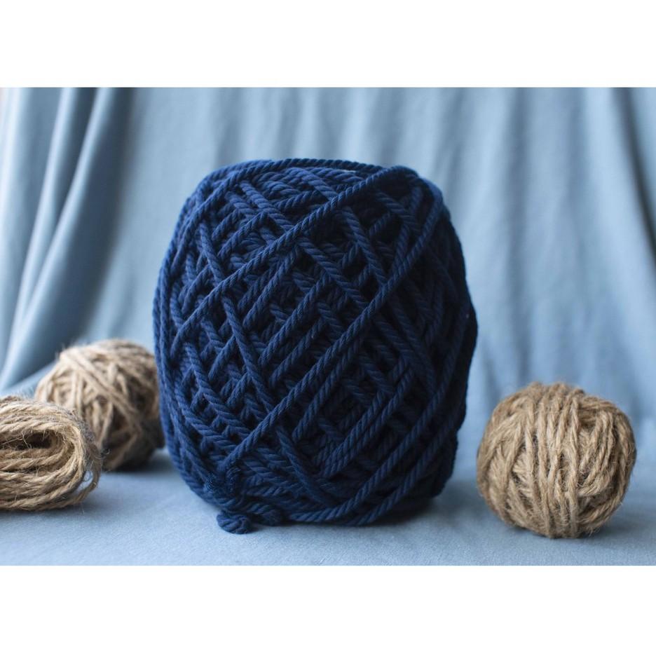 Dây thừng cotton màu xanh cổ vịt size 3mm và 5mm thắt Macrame