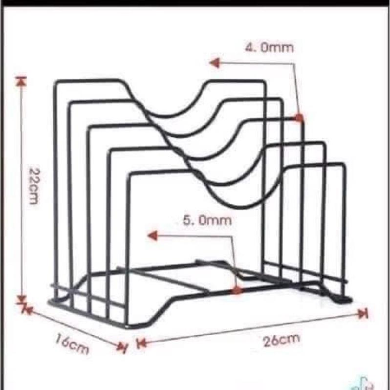 Kệ cài vung nồi,dao thớt 4 ngăn tiện dụng