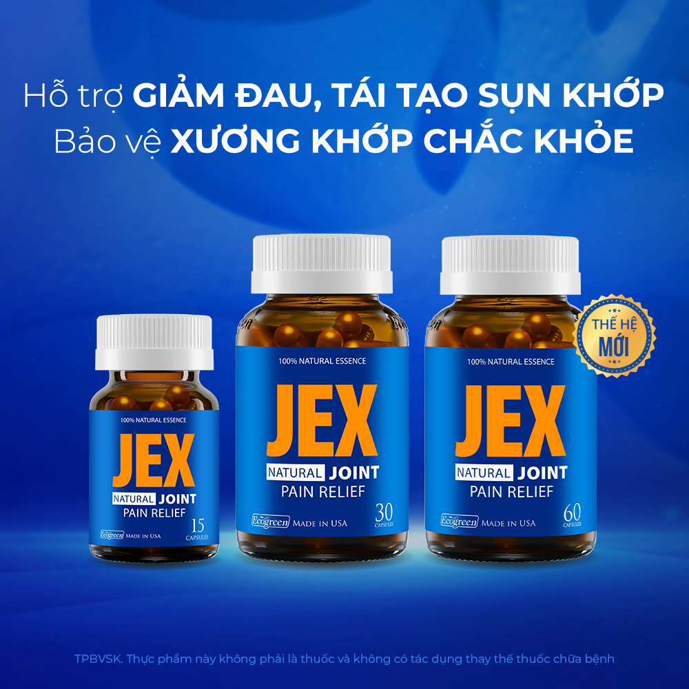 Viên uống JEX giảm đau, bảo vệ xương khớp với Eggshell Membrane, Collagen Peptide, Collagen Type II không biến tính (60 viên)