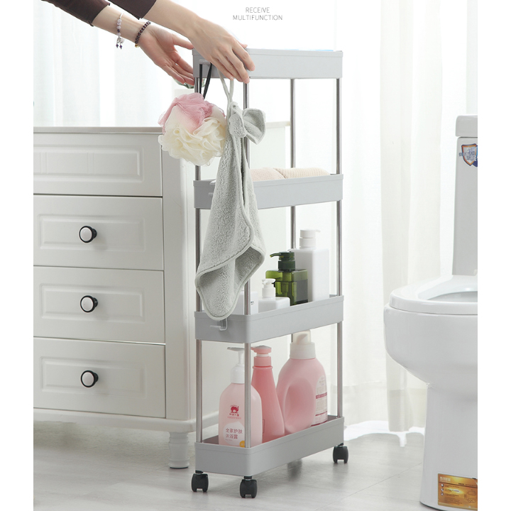 Kệ để đồ đa năng thông minh 4 tầng có bánh xe