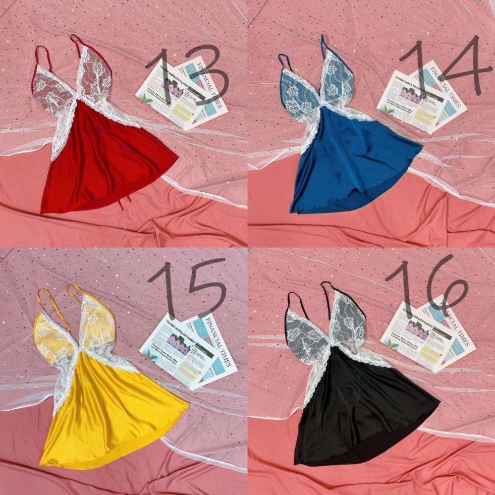 Váy Ngủ Sexy Gợi Cảm ️̉ ️ Váy ngủ 2 dây Linqu chất satin mặc ngủ mát freesize