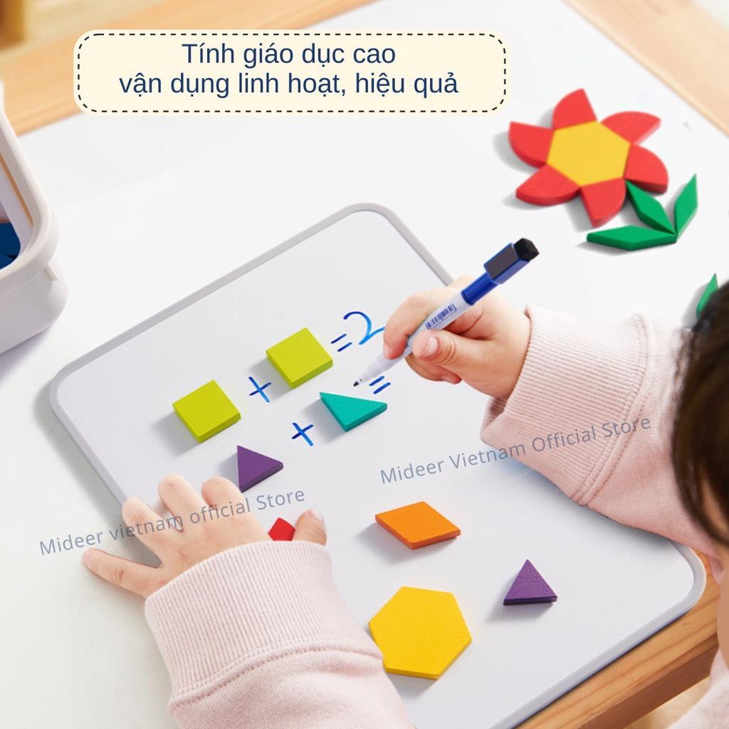 Đồ Chơi Xếp Hình Gỗ sáng tạo kèm nam châm Mideer Magnetic Geometry Blocks 250pcs,  Đồ chơi gỗ thông minh cho bé