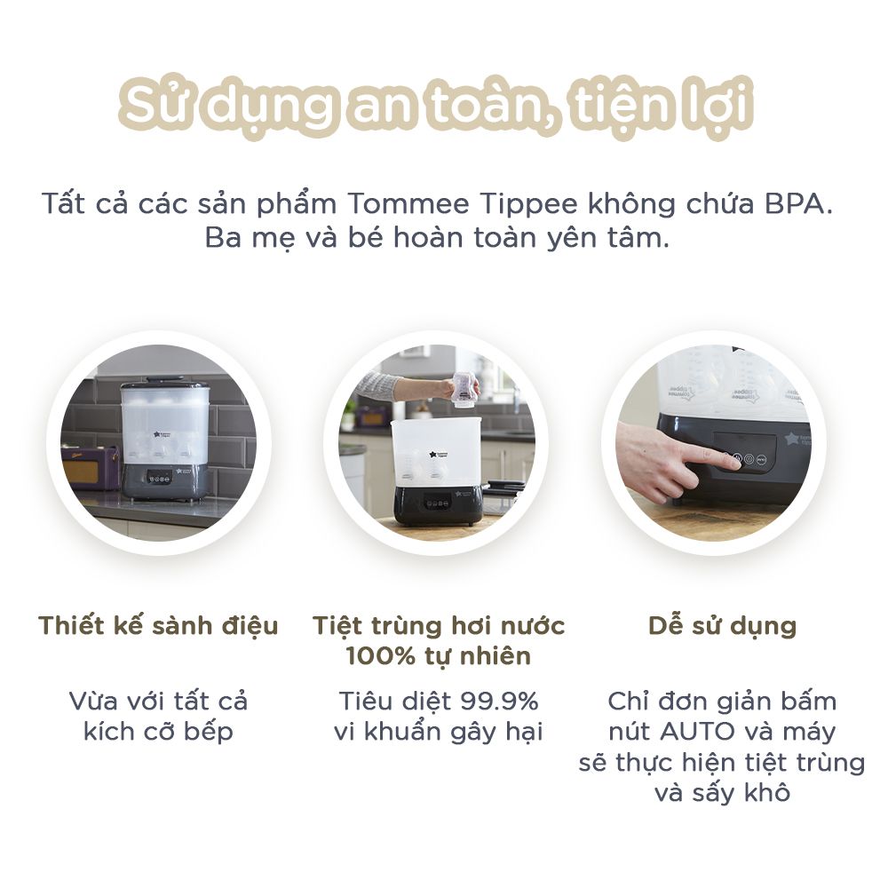 Máy tiệt trùng hơi nước và sấy khô Tommee Tippee Steri-Dry_Set màu Đen