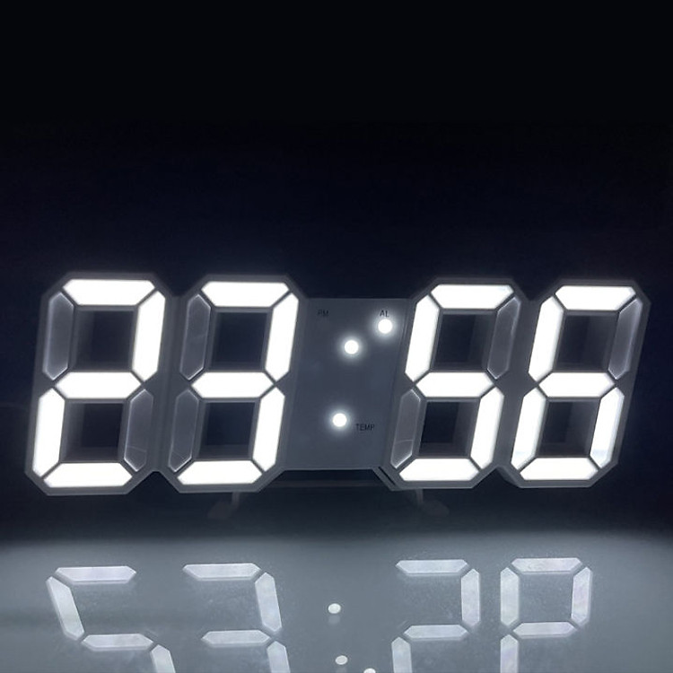 Đồng Hồ Điện Tử LED 3D Để Bàn, Treo Tường Cao Cấp - Báo Thức &amp; Đo Nhiệt Độ
