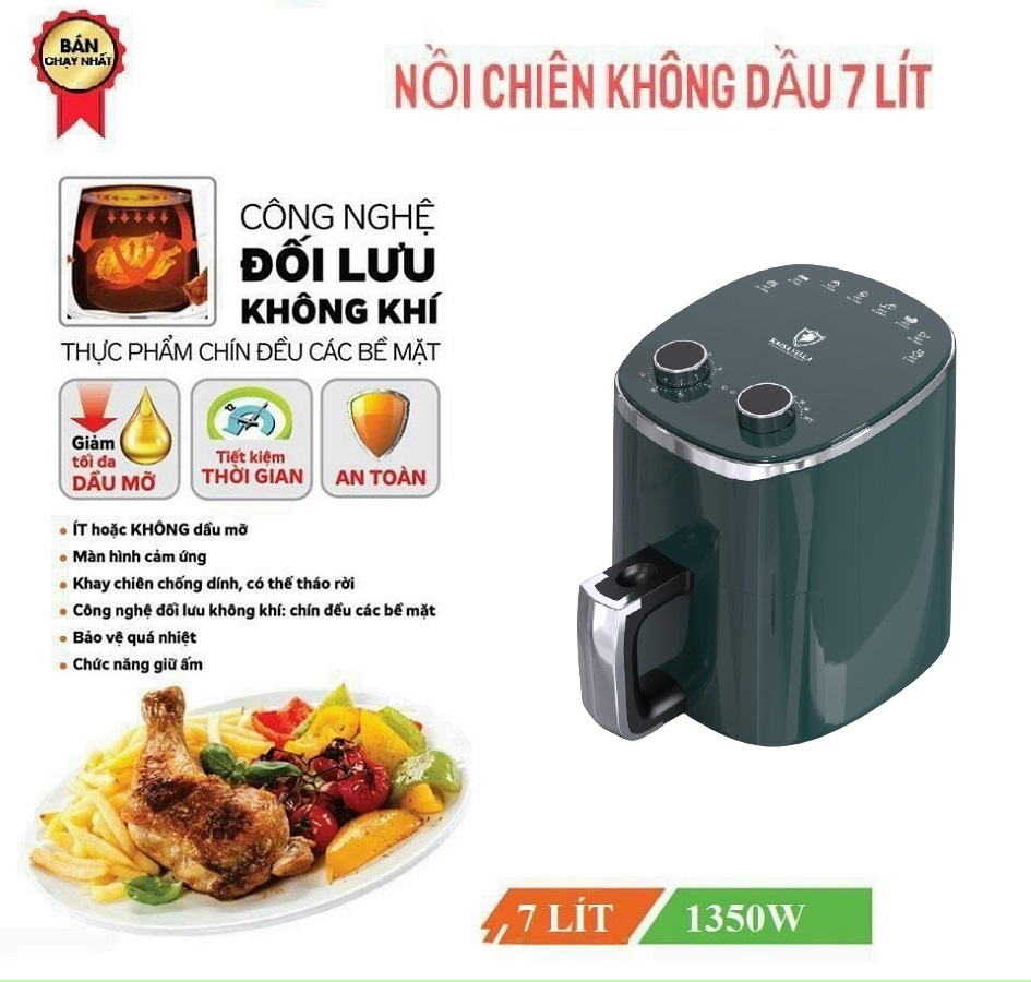 Nồi Chiên Không Dầu KV-9926 Dung Tích 7 Lít Công Suất 1350W - Hàng chính Hãng Bảo Hành 1 Năm