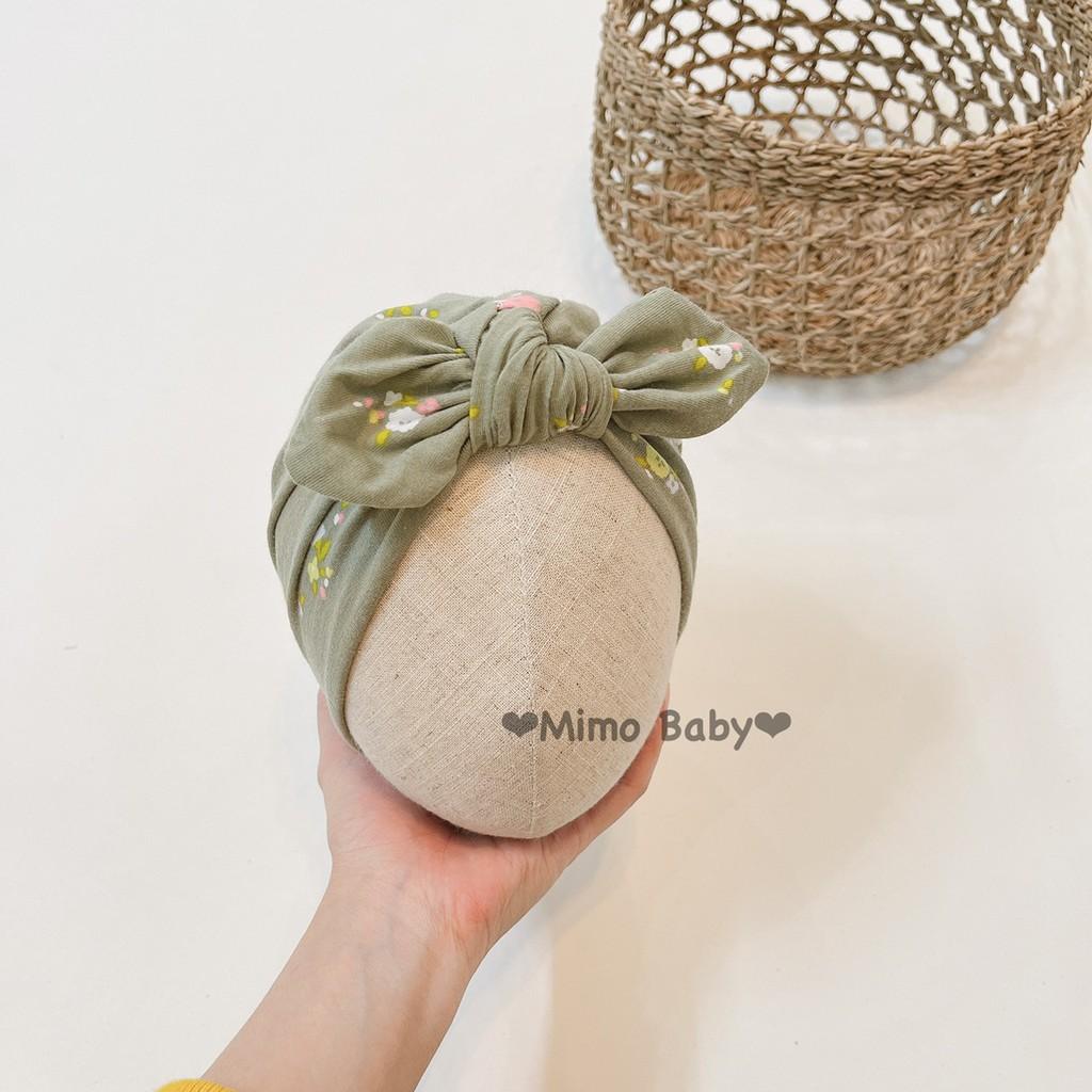 Mũ turban bé gái - Hoa Xanh rêu (4-8kg)