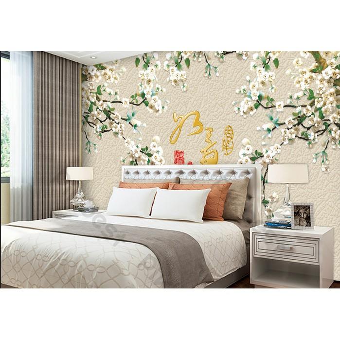 Tranh dán tường Bức tường hoa tối giản hiện đại, tranh dán tường 3d hiện đại MS659204