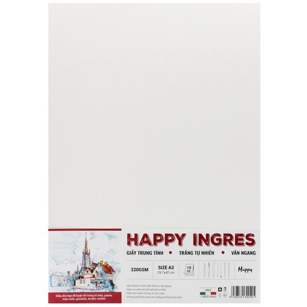 Bộ 10 Tờ Giấy Vẽ A3 220gsm - Happy Ingres HA220A3