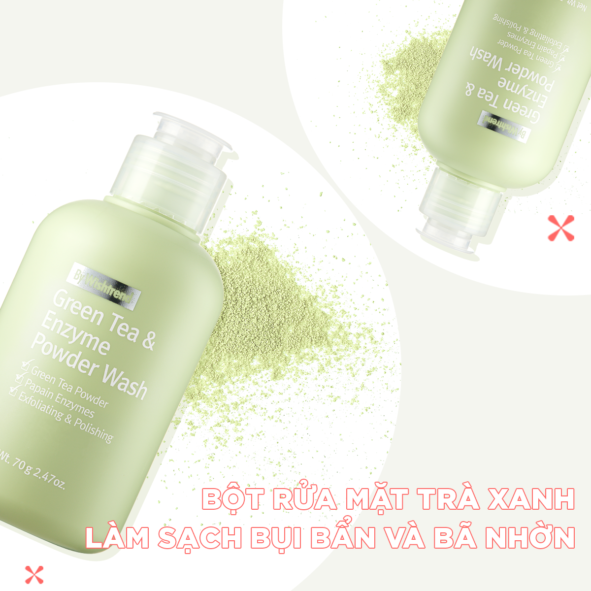 Bột rửa mặt trà xanh By Wishtrend GREEN TEA & ENZYME POWDER WASH 70G