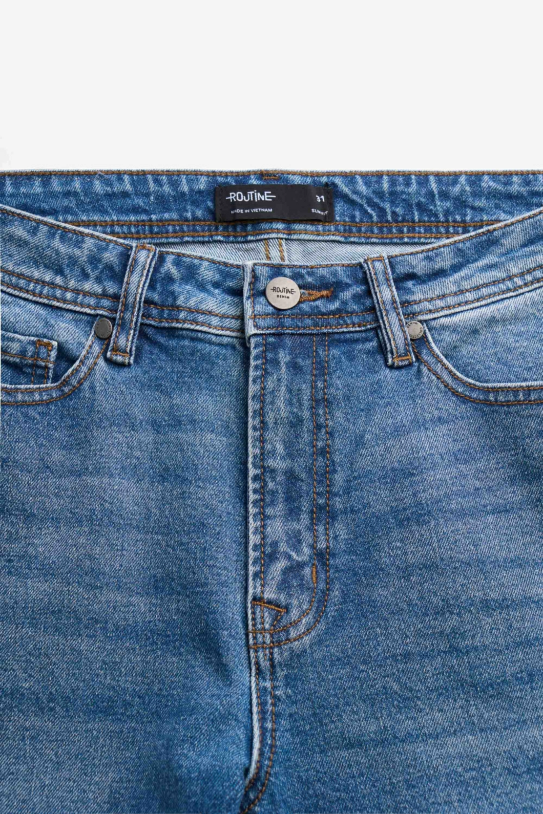 Quần Jean Nam ROUTINE Ống Ôm Xanh Trơn Form Slim - 10S24DPA005 | LASTORE MENSWEAR