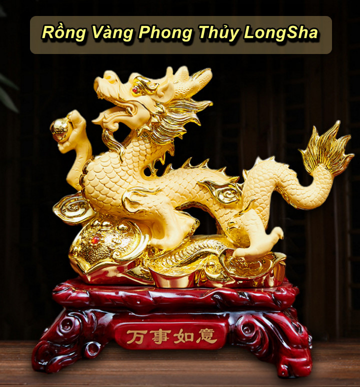 Hình ảnh Tượng Rồng Vàng Phong Thủy Trang Trí Nhà Cửa (Quà Tân Gia, Quà Khai Trương) - Home Decor Furniture