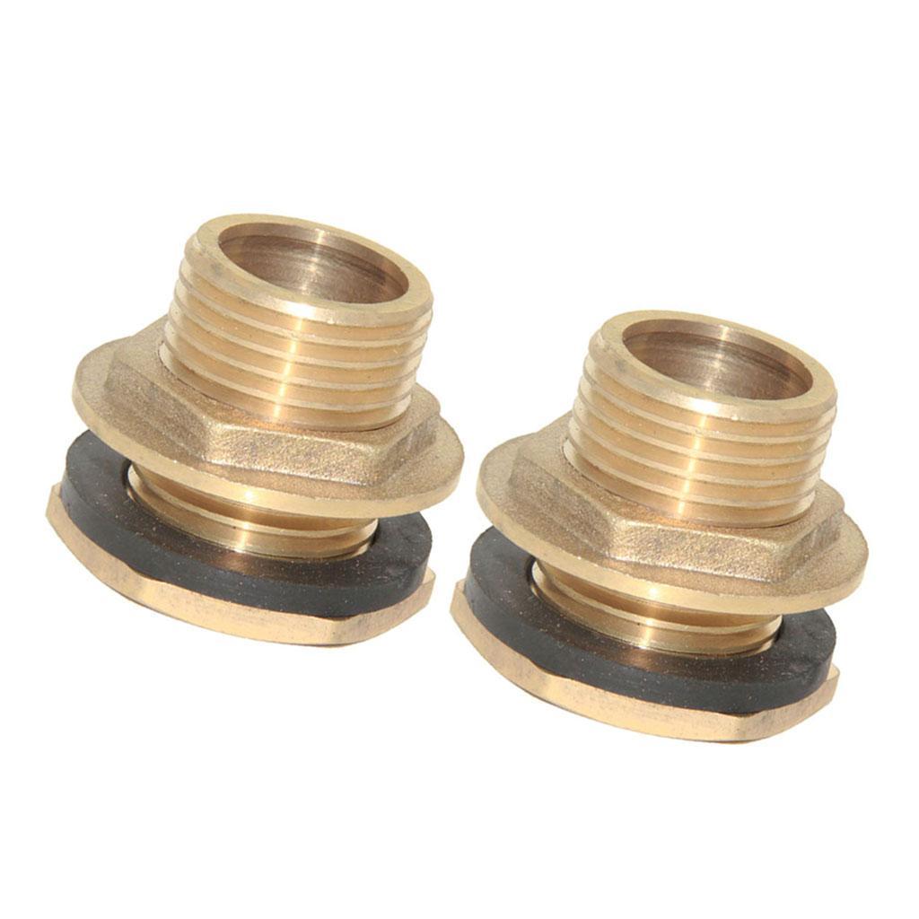 2x DN15 Brass Water Tank Hose Connector Cistern Pipe Connector Tube Joiner