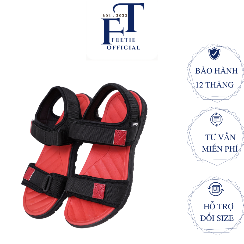 Dép Sandal GV Đỏ Đen Cá Tính,Xăng Đan Unisex Đế Phylon Cao Cấp 3cm Thích Hợp Đi Chơi,Đi Du Lịch