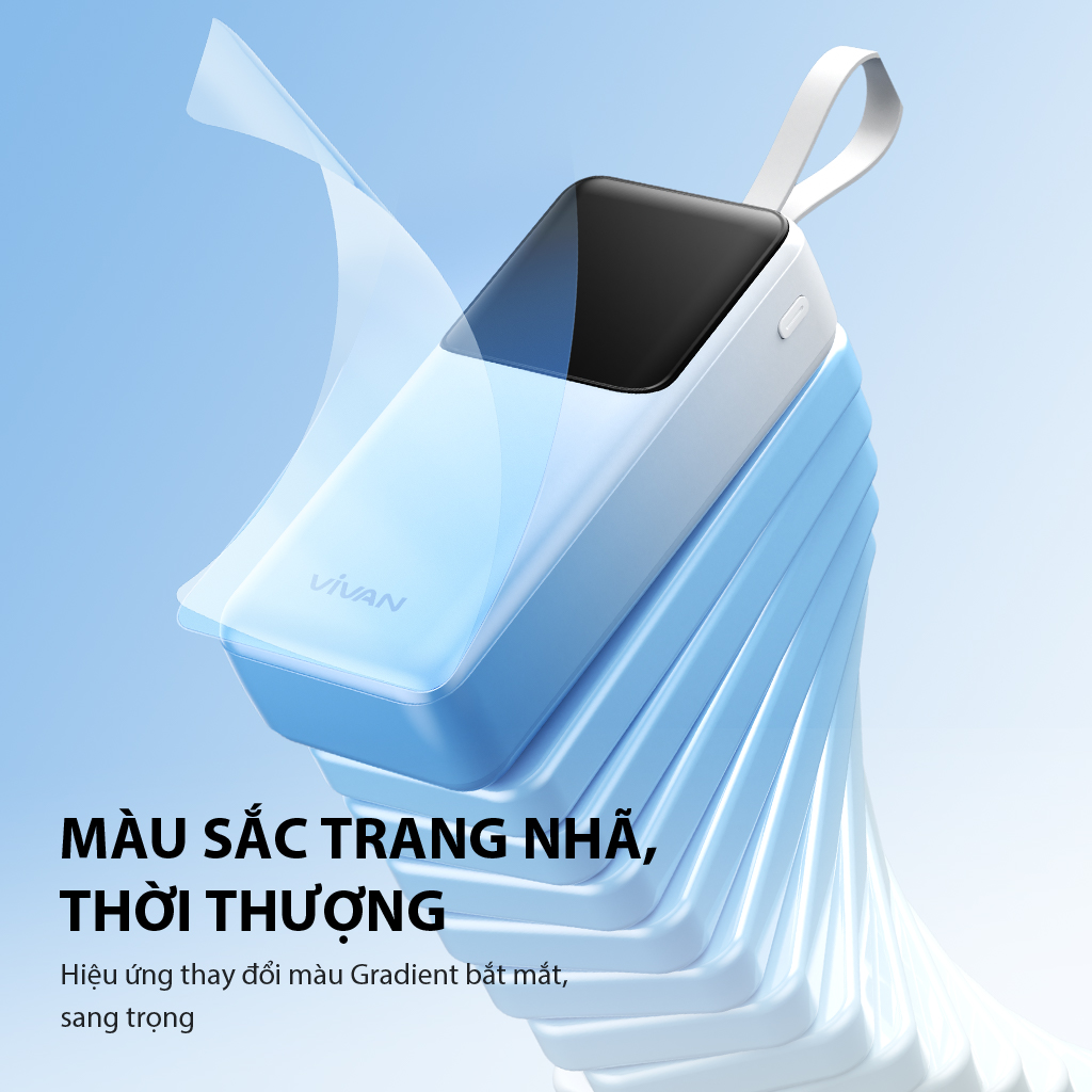 Pin Dự Phòng Sạc Nhanh VIVAN Dung lượng 30.000 mAh Sạc nhanh 22.5W QC3.0 &amp; PD 2 cổng sạc vào 3 cổng sạc ra VPB-D30 BH 12 THÁNG - HÀNG CHÍNH HÃNG