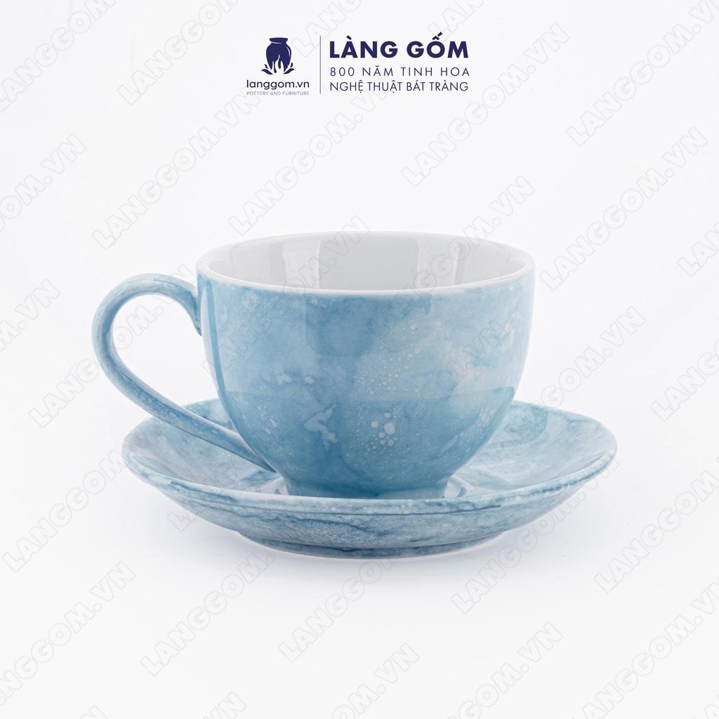 Cốc uống nước, Ly sứ vân đá dáng cốc Cappuccino dung tích 220ml- Gốm sứ Bát Tràng cao cấp - Làng Gốm Bát Tràng