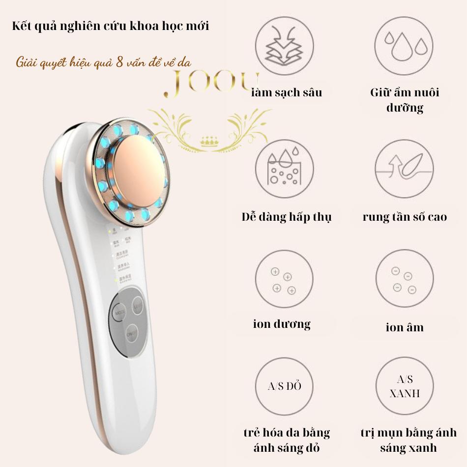 Máy Điện Di Ion Âm Dương và Ánh Sáng Sinh Học JOOU ES-1021 Máy Massage Mặt Công nghệ EMS